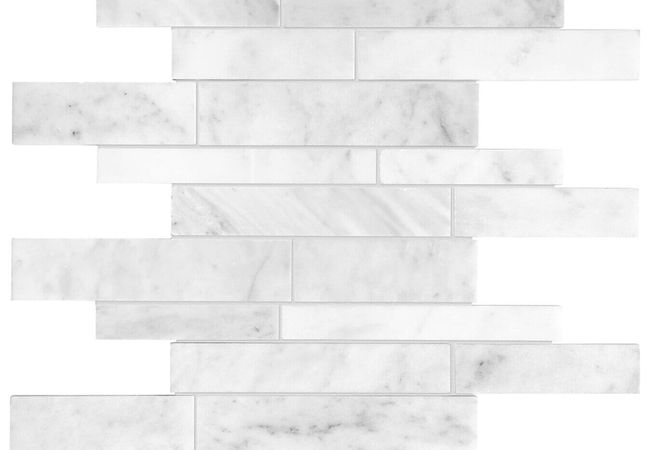 Anatolia Tile Bianco Venatino Random Strip Mosaic Polished / Honed Marble
