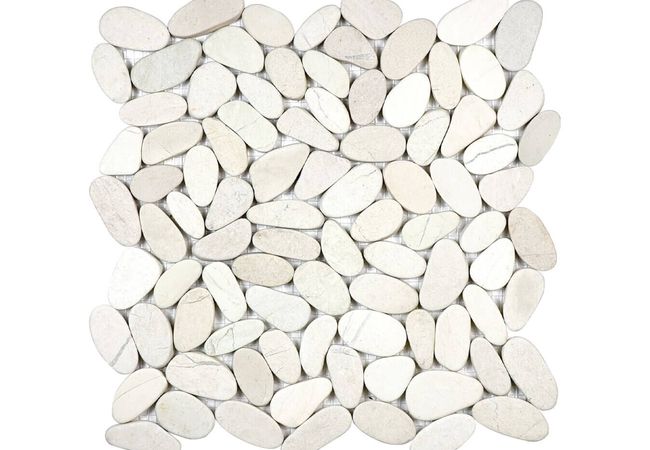 Anatolia Tile Zen Serenity Ivory Flat Pebble Mosaic Matte