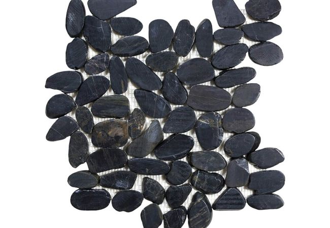 Anatolia Tile Zen Tahitian Black Flat Pebble Mosaic Polished