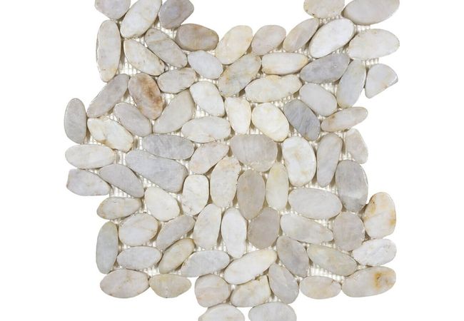 Anatolia Tile Zen Tonga Fiji Cream Flat Pebble Mosaic Polished