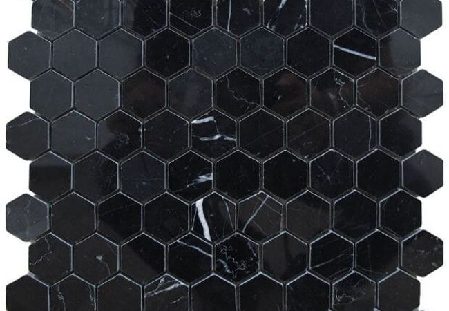 Ciot Tile Nero Marquina Hexagon Polished 1 ¼''