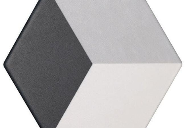 Ciot Tile 6'' Esagona Nero Decoro Tredi Matte