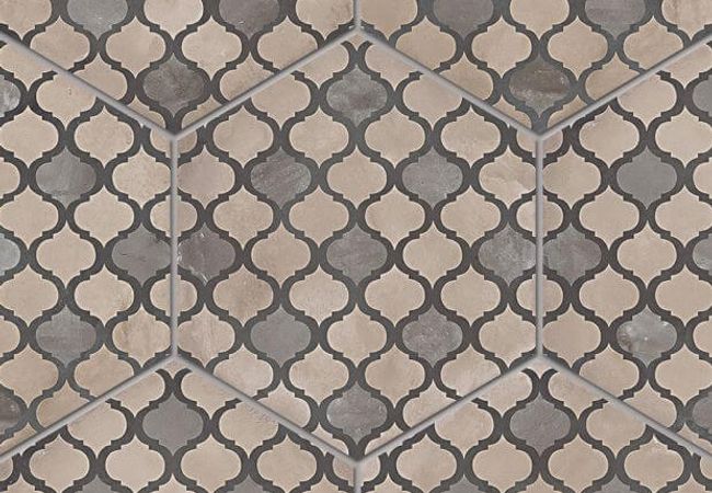 Ciot Tile Terra Esagono Decoro Coloniale F 8.5''x10''