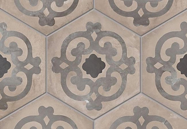 Ciot Tile Terra Esagono Decoro Fiore F 8.5''x10''