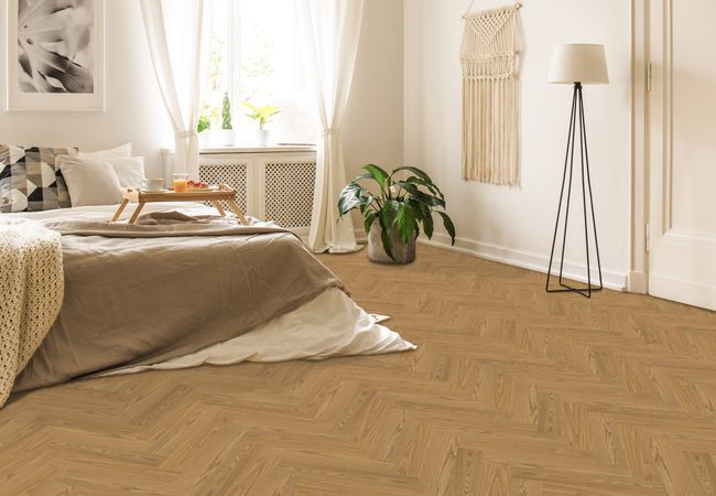 Fuzion Velvet Grove Herringbone Oak Radiant Ridge view 2