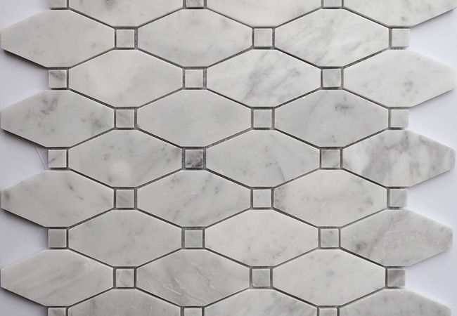 MDR Marble Mosaic Long Octagon Bianco Carrara