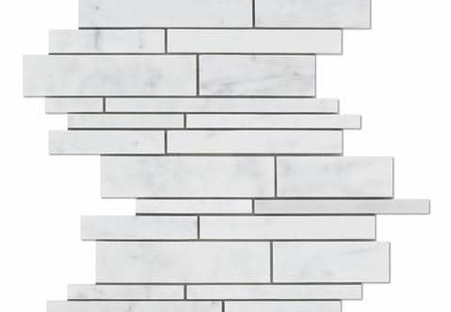 MDR Marble Mosaic Random Strips Bianco Carrara