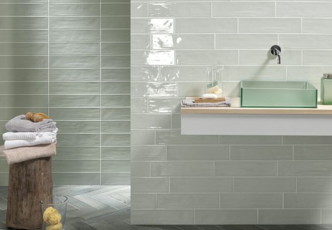 Midgley West Circa Tile 37 Green Tile 4"x15" - Glossy view 2