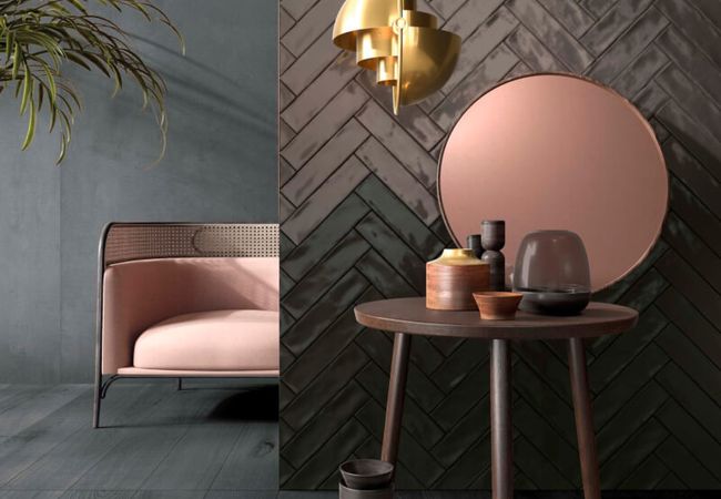 Midgley West Crossroad Brick Coal Tile 3"x12" - Glossy view 2