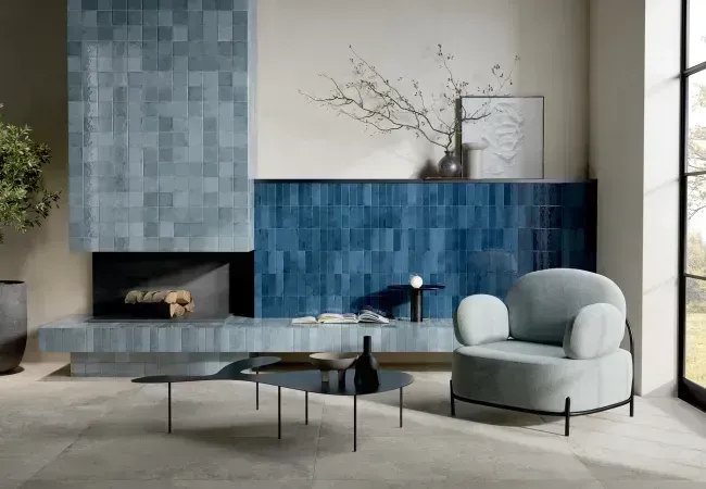 Midgley West Small Trend Navy Tile 5"x4.25" Hexagon - Bright view 2