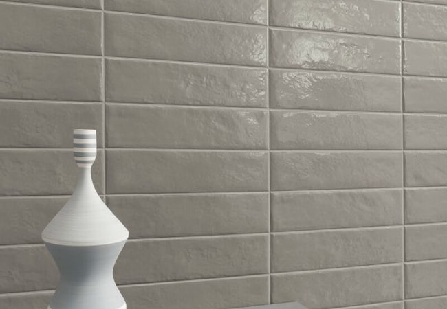 Midgley West Elements Design Grey Tile 3"x12" Brick - Glossy - Image 2