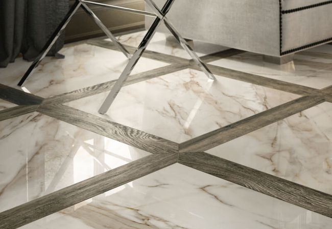 Midgley West Imperial Calacatta Beige Mosaic Tile 1"x1" - Polished view 2