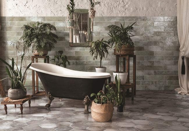 Midgley West Murano Verde Esagona Laguna Mix Tile 9.5"x11" Hex - Glossy view 2