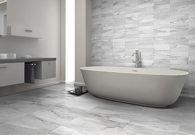 Olympia Argenta Honed and Chevron Finish Porcelain Tiles Color: Grey Size: 3 X 24