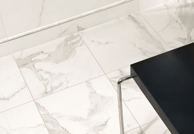 Olympia Calacatta Vintage Honed Porcelain Tiles Color: White Size: 23.6 X 47.2, 23.6 X 23.6, 11.8 X 23.6, 2.9 X 11.8