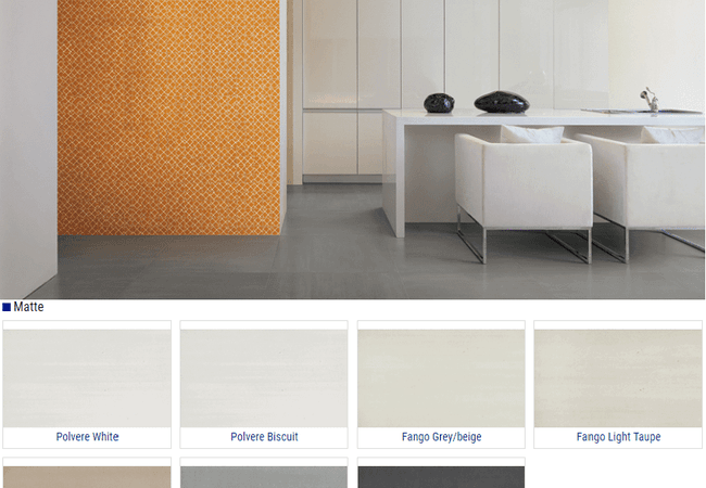 Olympia Cromie Matte Porcelain Tiles Color: Polvere White, Polvere Biscuit, Fango Grey Beige, Fango Light Taupe, Fango Cafe Au Lait, Polvere Medium Grey, Polvere Charcoal Size: 12x24