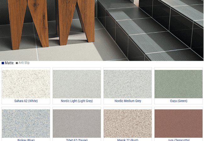 Olympia Spectra Matte Porcelain Tiles Color: Sahara 62 White, Nordic Light Grey, Nordic Medium Grey, Oaza Green, Biskay Blue, Tibet 67 Taupe, Marok 77 Rust, Jura Terracotta, Anthracite 65 Charcoal, Rio Negro 69 Black Size 12x12 8x8