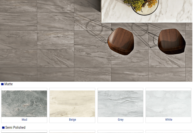 Olympia Tech Marble Matte and Semi polished Porcelain Tiles Color: Mud, Beige, Grey, White Size: 12x24