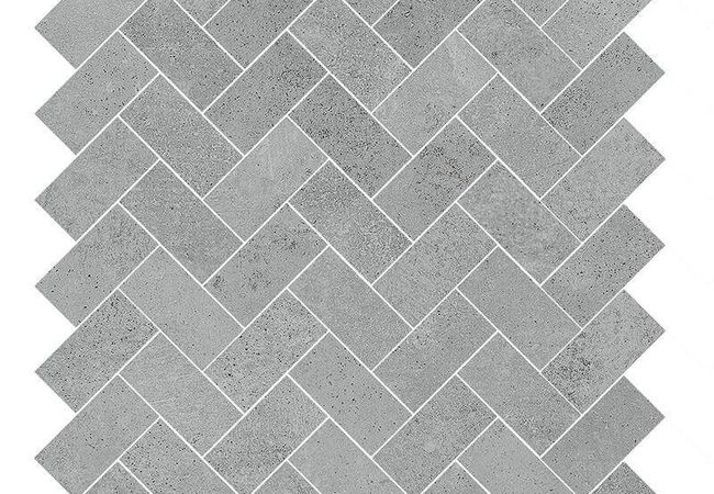 Sapphirus Stone & Tile Ark Silver Matt Herringbone Porcelain Mosaic