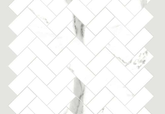 Sapphirus Stone & Tile Bianco River Polished Herringbone Porcelain Mosaic