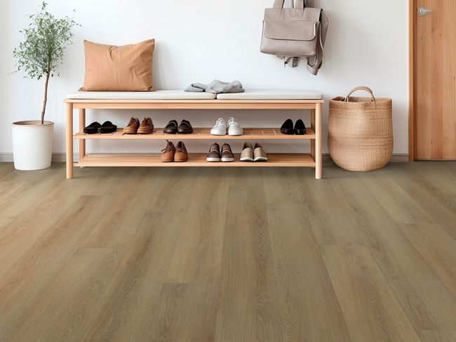 Shaw Dwell Homespun Brown Luxury Vinyl Plank view 2